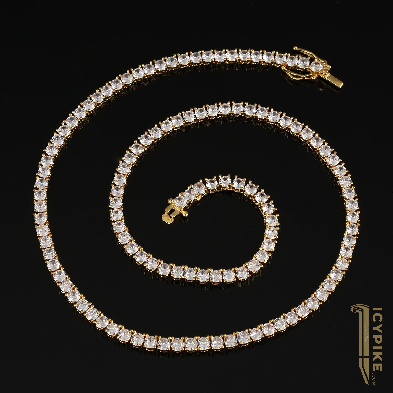 4mm 14K Gold Plated Tennis Necklace - {{ cuban link}} Chain