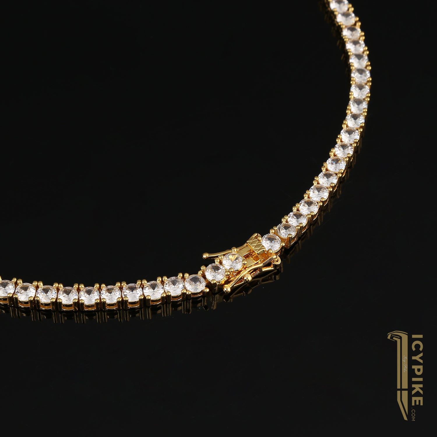 4mm 14K Gold Plated Tennis Necklace - {{ cuban link}} Chain