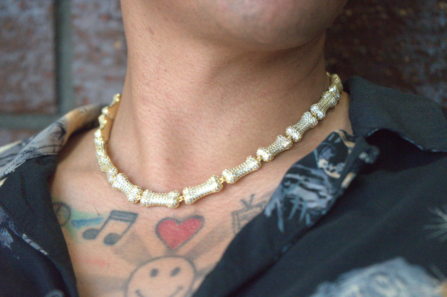 18K Gold Plated 10 mm Bone Necklace