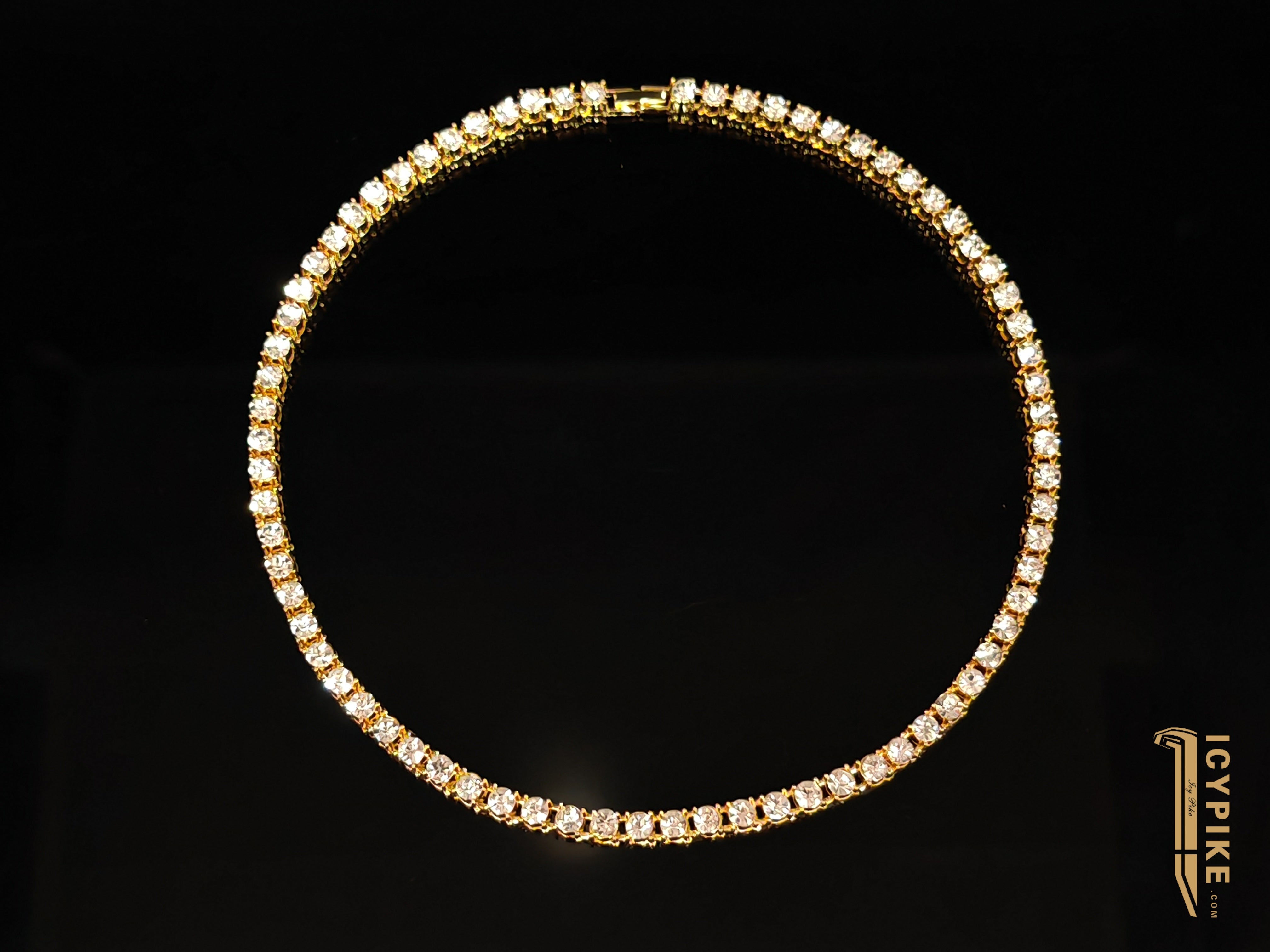 5mm Gold Plated Tennis Necklace - {{ cuban link}} Chain