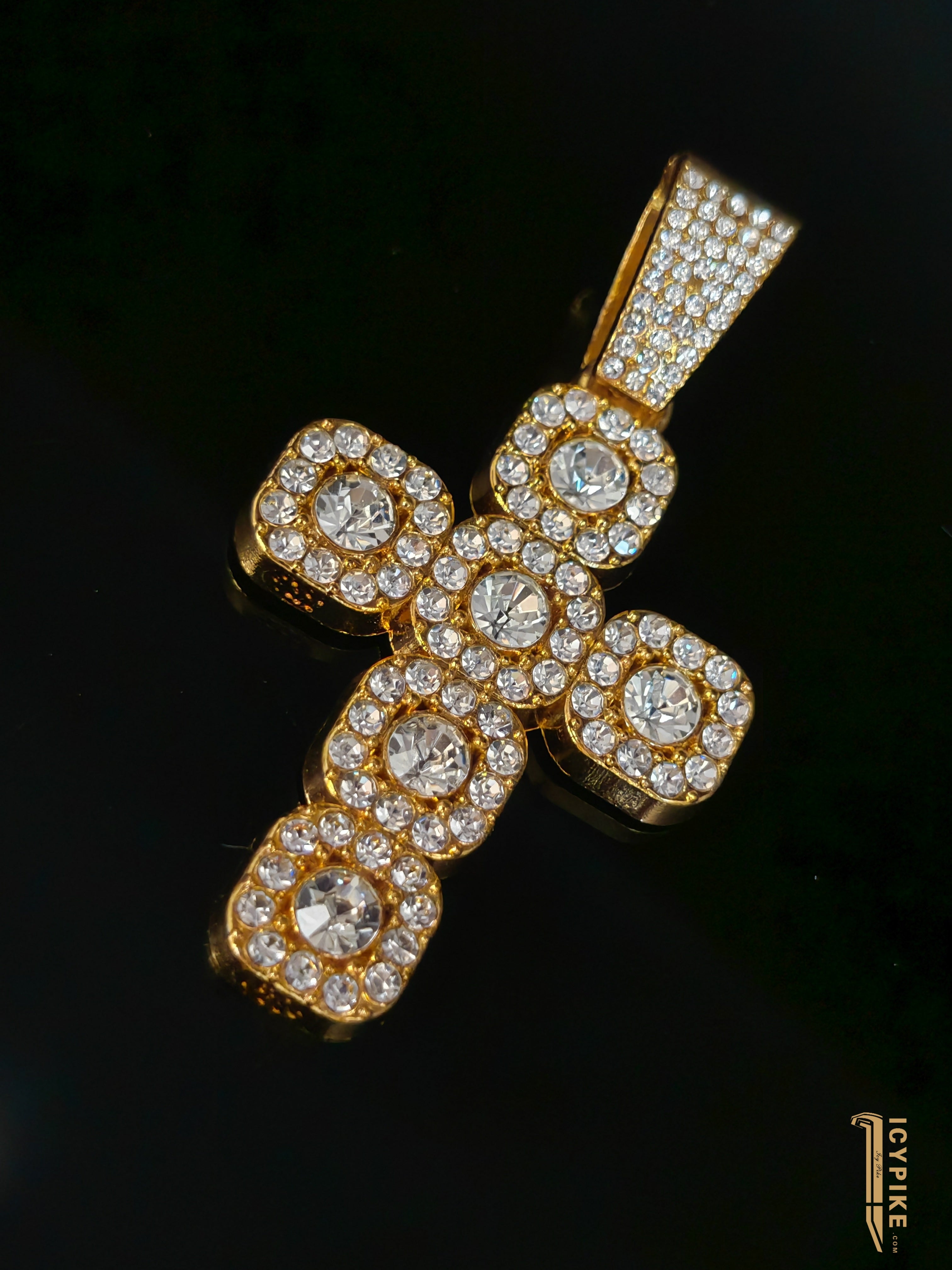 70mm*47mm*16mm Gold Plated Ice Cube Cross Pendant - {{ cuban link}} Pendant