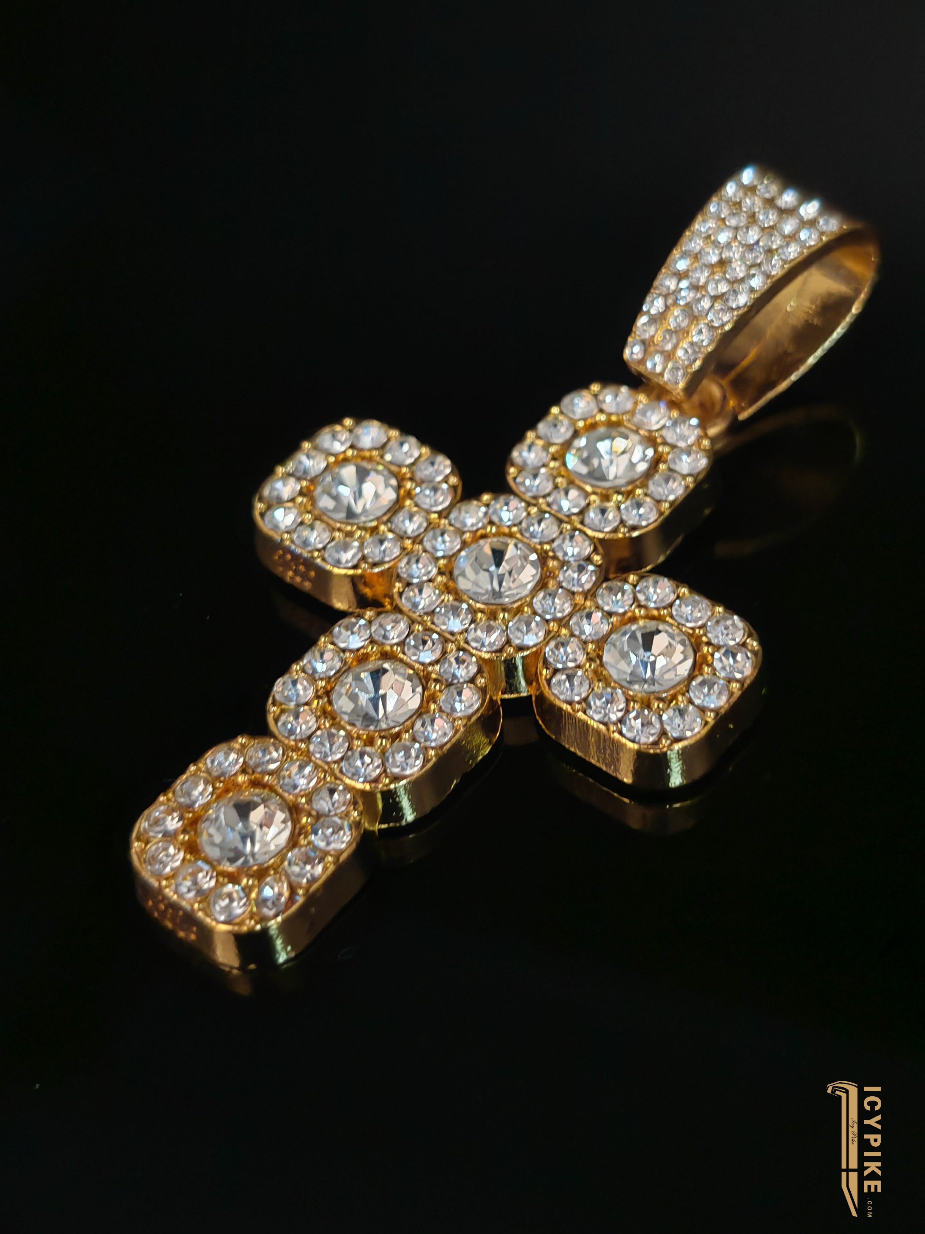 70mm*47mm*16mm Gold Plated Ice Cube Cross Pendant - {{ cuban link}} Pendant