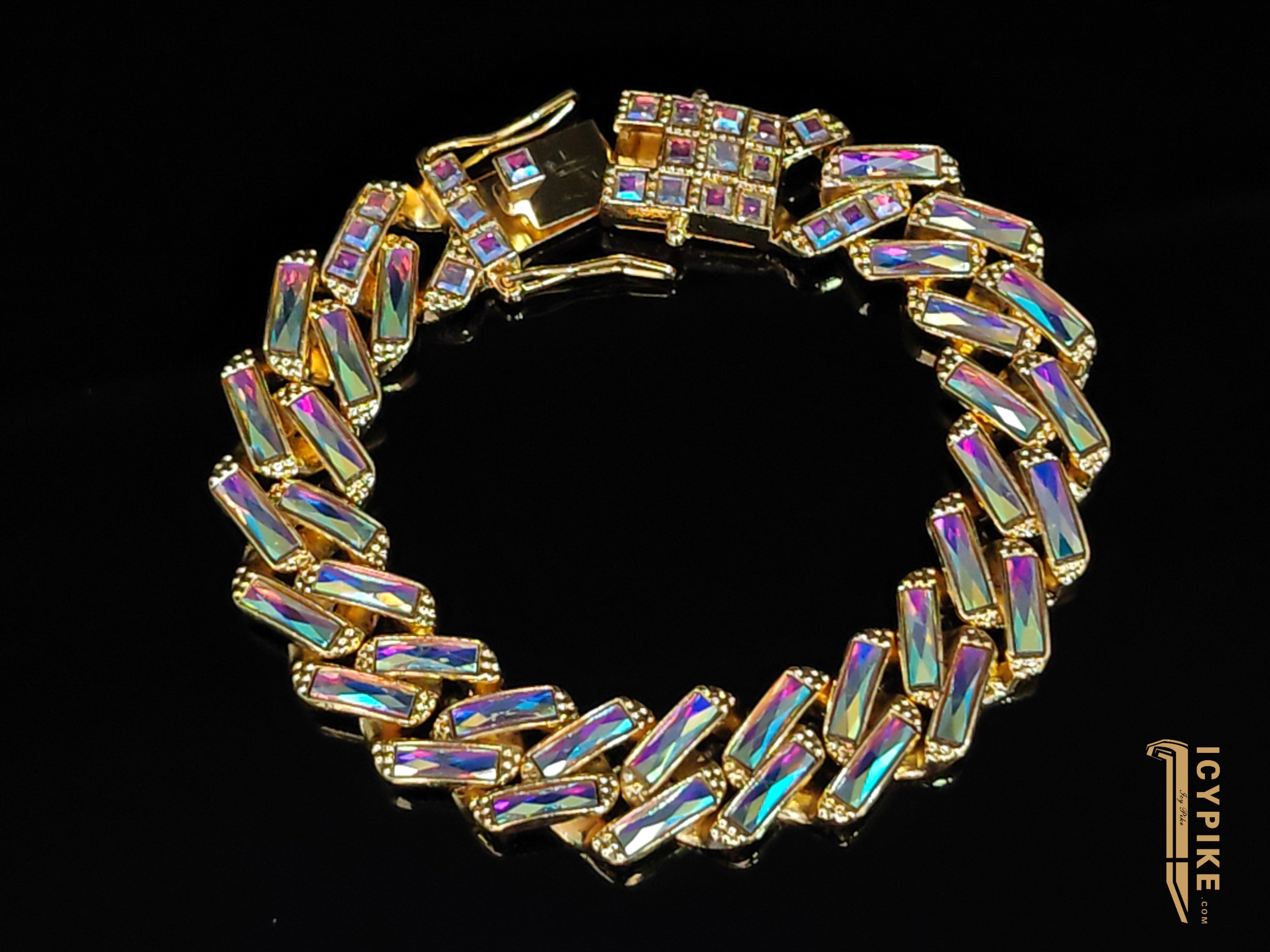 13mm Gold Plated Rainbow Cuban Link Bracelet - {{ cuban link}} Bracelet