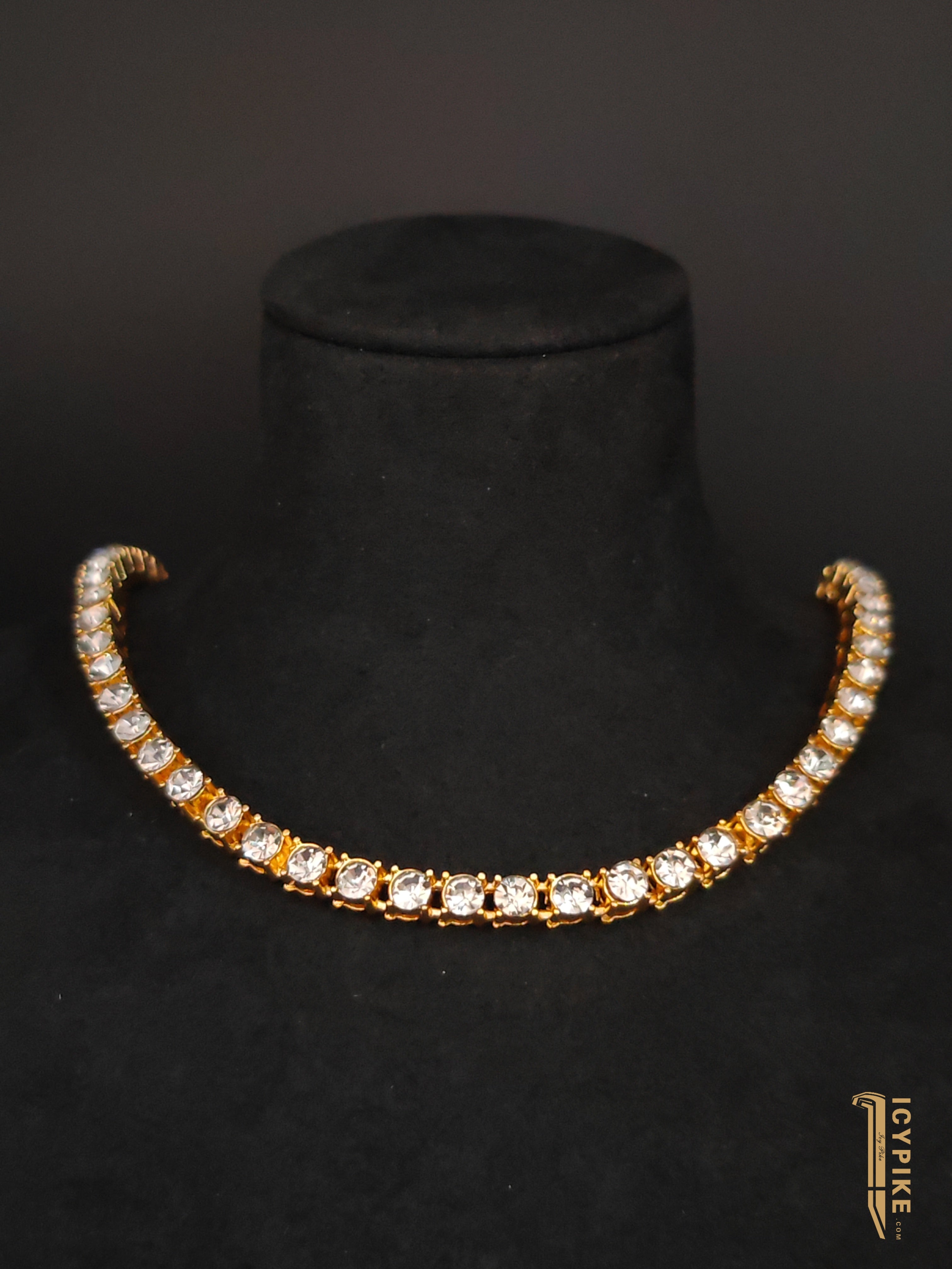 5mm Gold Plated Tennis Necklace - {{ cuban link}} Chain