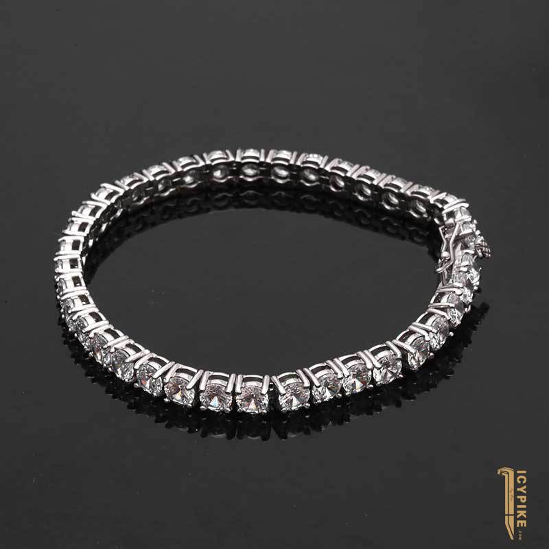 3MM WHITE 18K GOLD PLATED ROUND CUT DIAMOND TENNIS BRACELET - {{ cuban link}} Bracelet