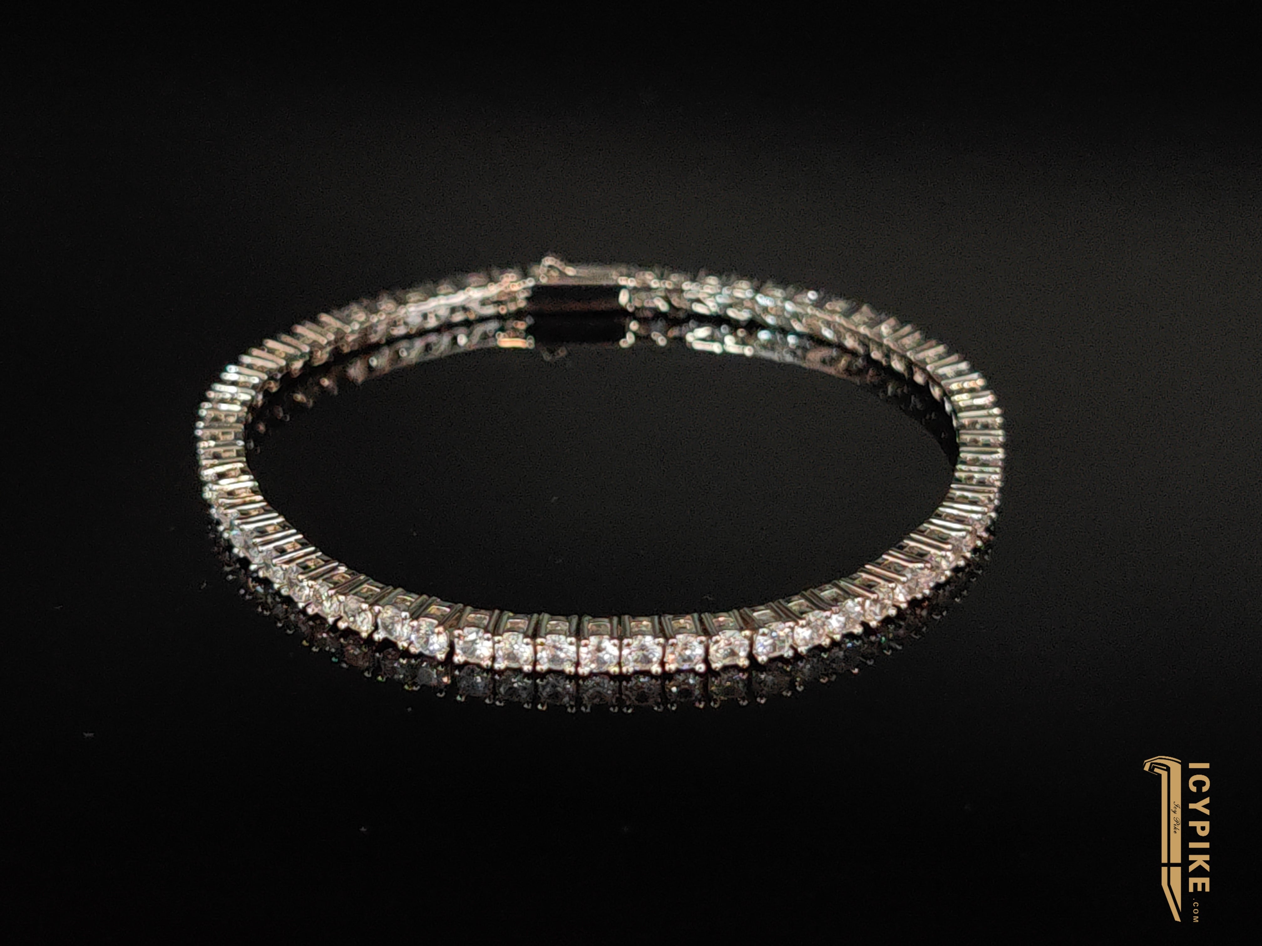 3MM WHITE 18K GOLD PLATED ROUND CUT DIAMOND TENNIS BRACELET - {{ cuban link}} Bracelet