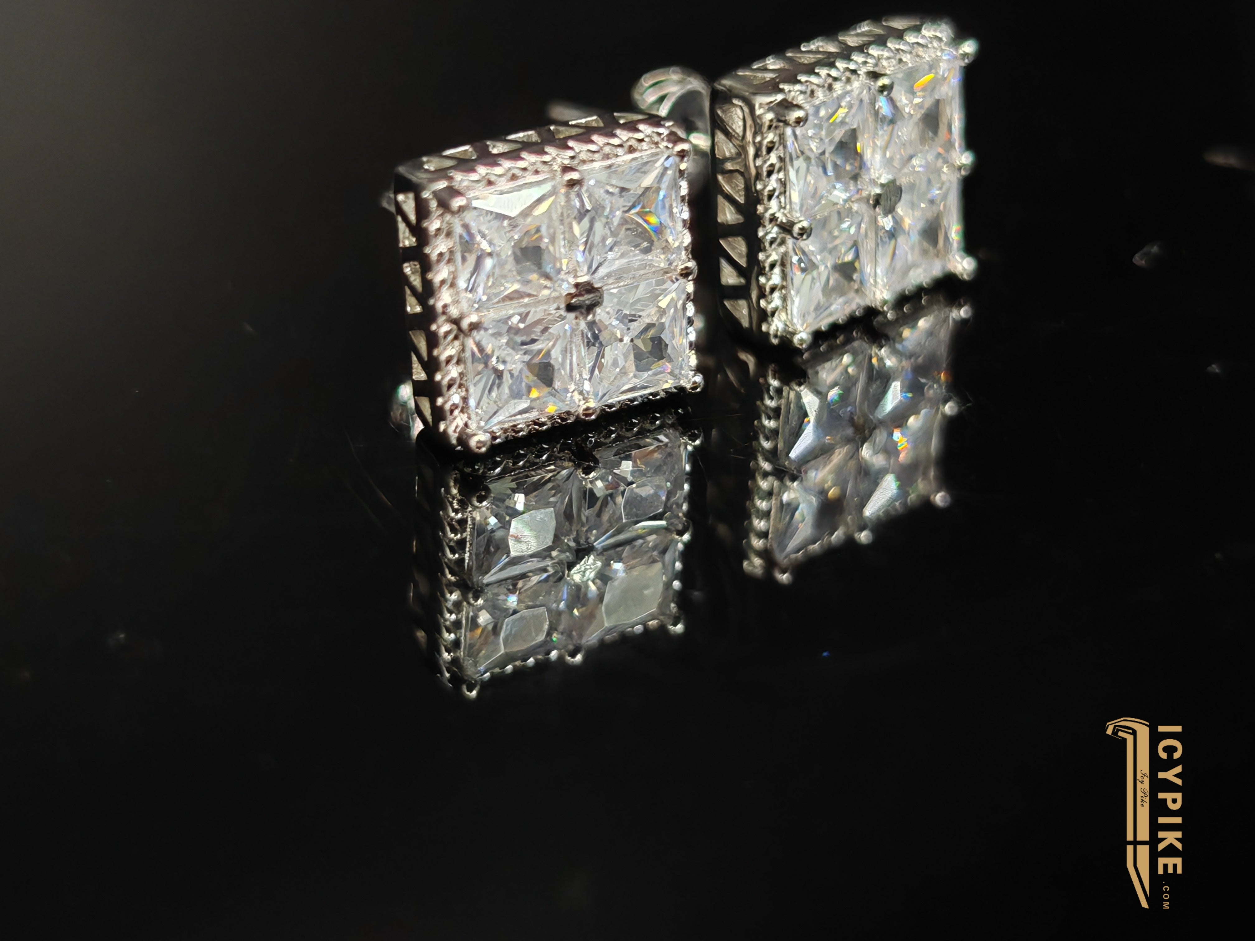 18K Gold Plated Ice Cube Earrings - {{ cuban link}} Earrings