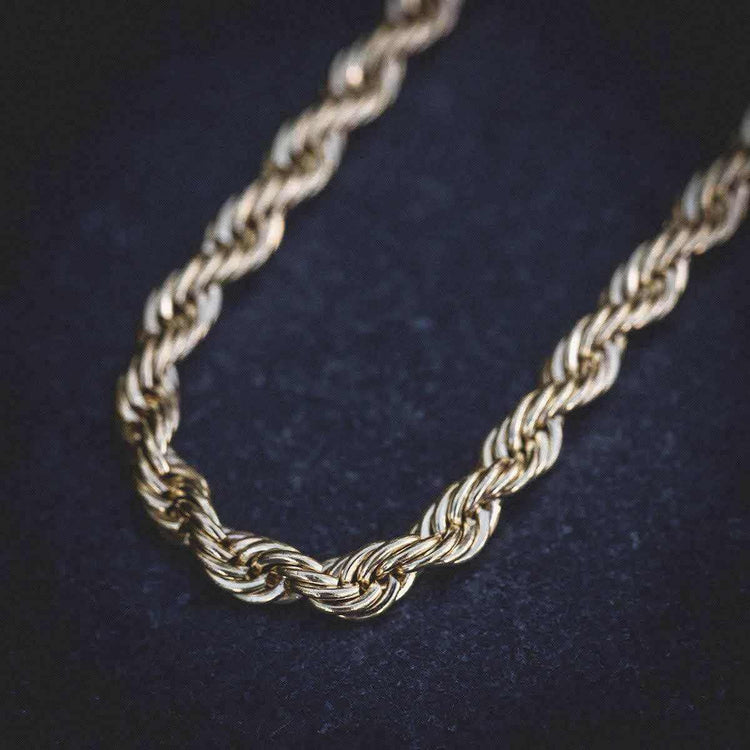 4mm Rope Chain in Yellow Gold