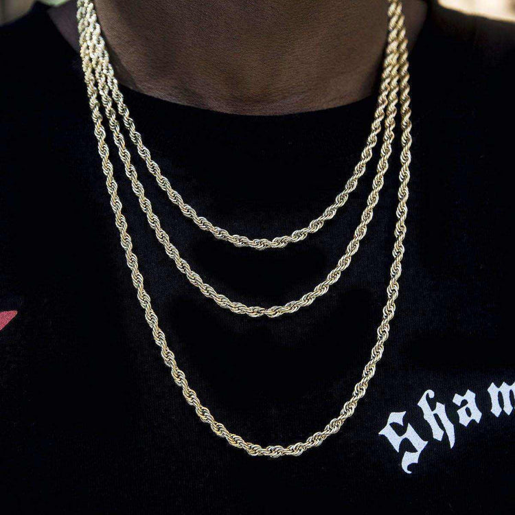 4mm Rope Chain in Yellow Gold