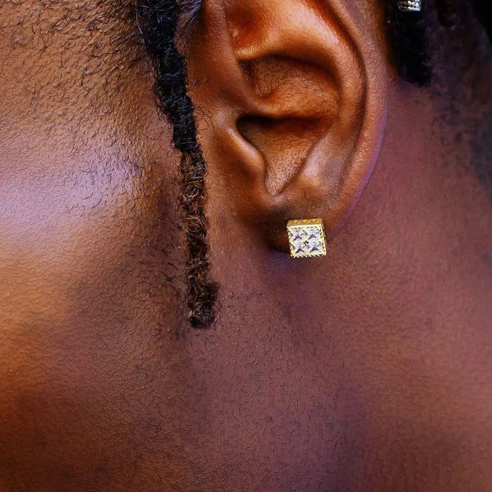18K Gold Ice Cube Earrings