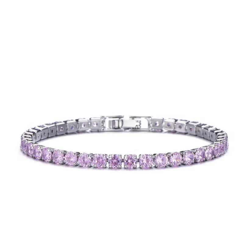 5mm 18K Gold Plated Purple Diamond Tennis Bracelet