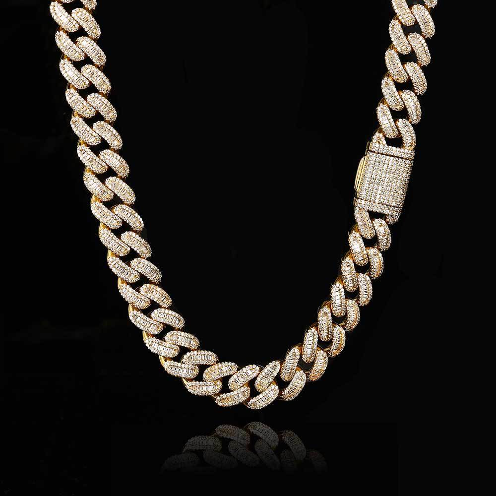 20mm Gold Plated Back Hollowed Out Iced Cuban Chain - {{ cuban link}} Chain