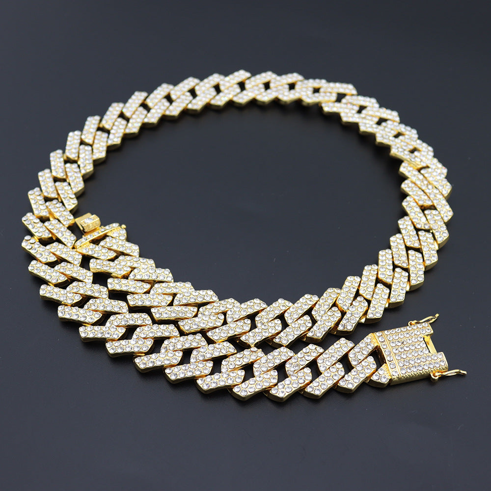20mm Gold Plated Rhombus Iced Cuban Chain - {{ cuban link}} Chain