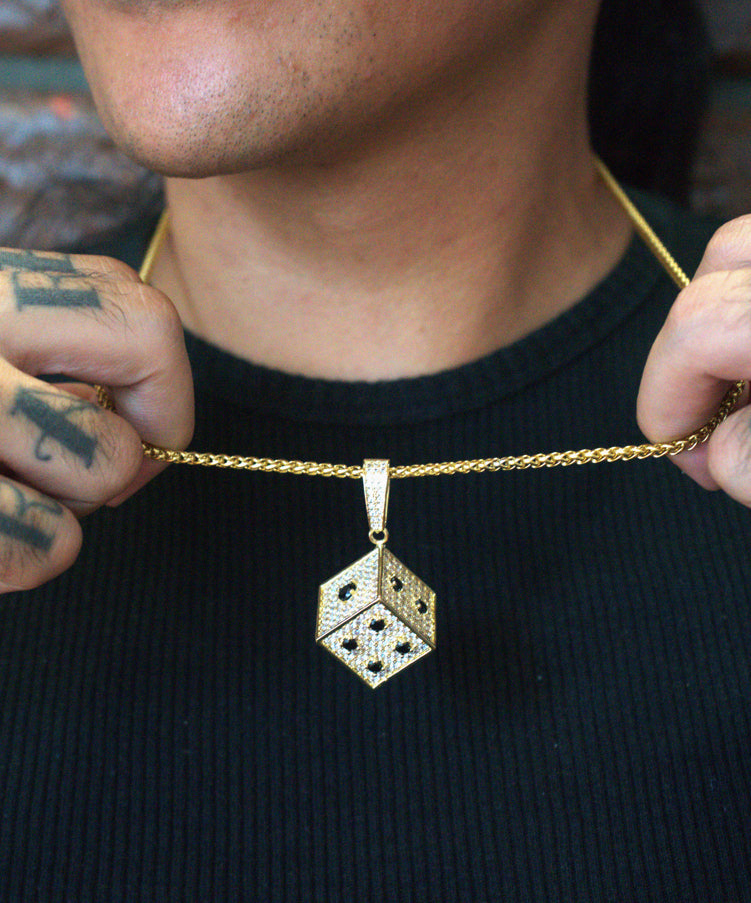 18K Gold Dice Pendant