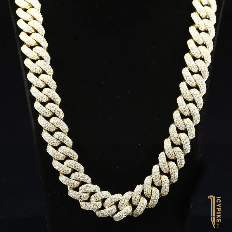 18mm Iced Out VVS Moissanite Chain Hip Hop Miami Cuban Link Chain Necklace Men and Women 10K Solid Gold Cuban Chain Hip Hip Jewelry Men - {{ cuban link}} Chain