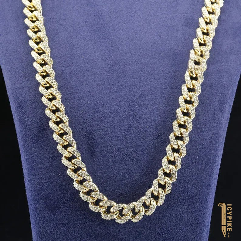 Custom Moissanite Cuban Link Chain Mens Cuban Chain Solid Gold Men's VVS Moissanite Chain Hip-hop Jewelry Men's Chain Necklace - {{ cuban link}} Chain